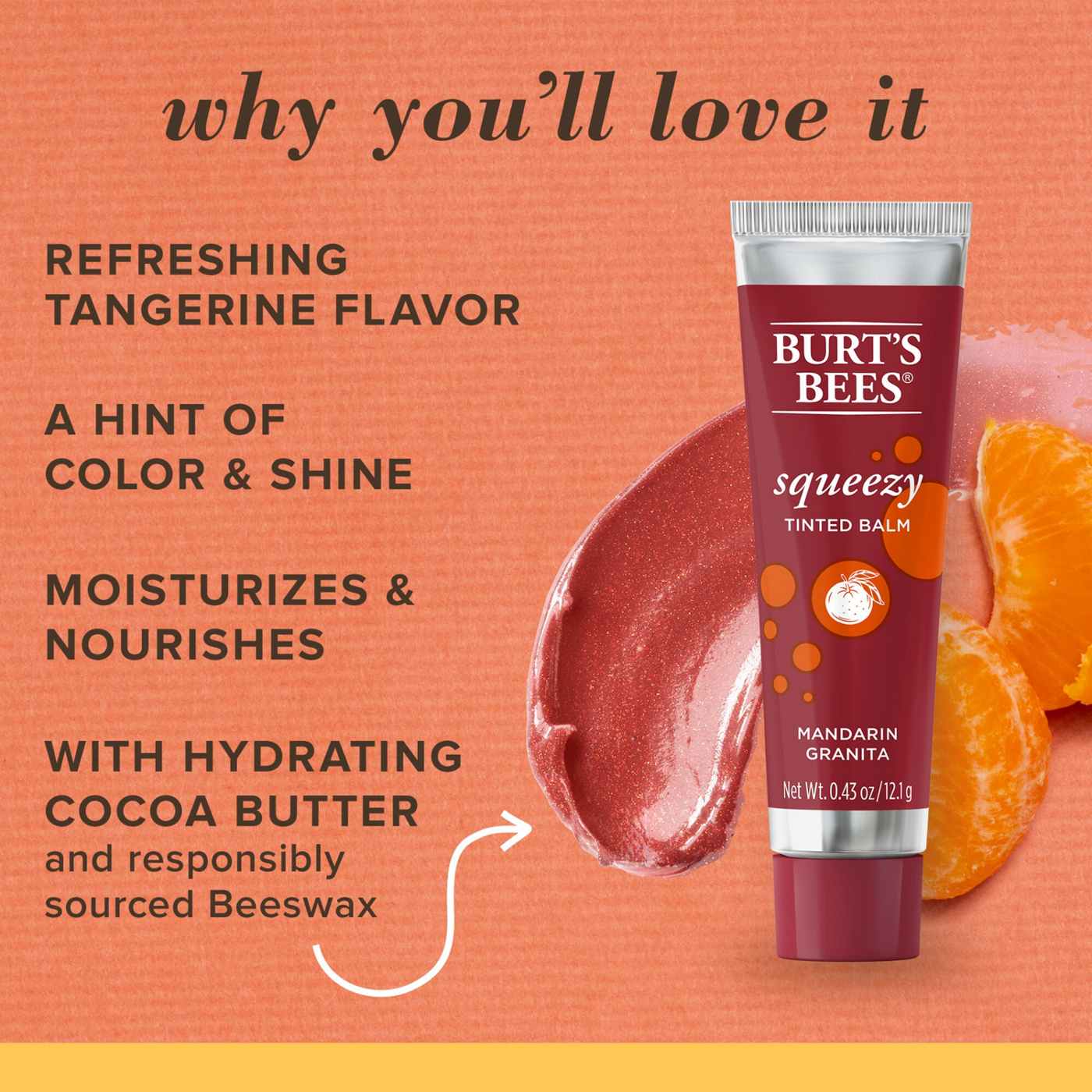 Burt's Bees Squeezy Tinted Lip Balm - Mandarin Granita; image 6 of 8