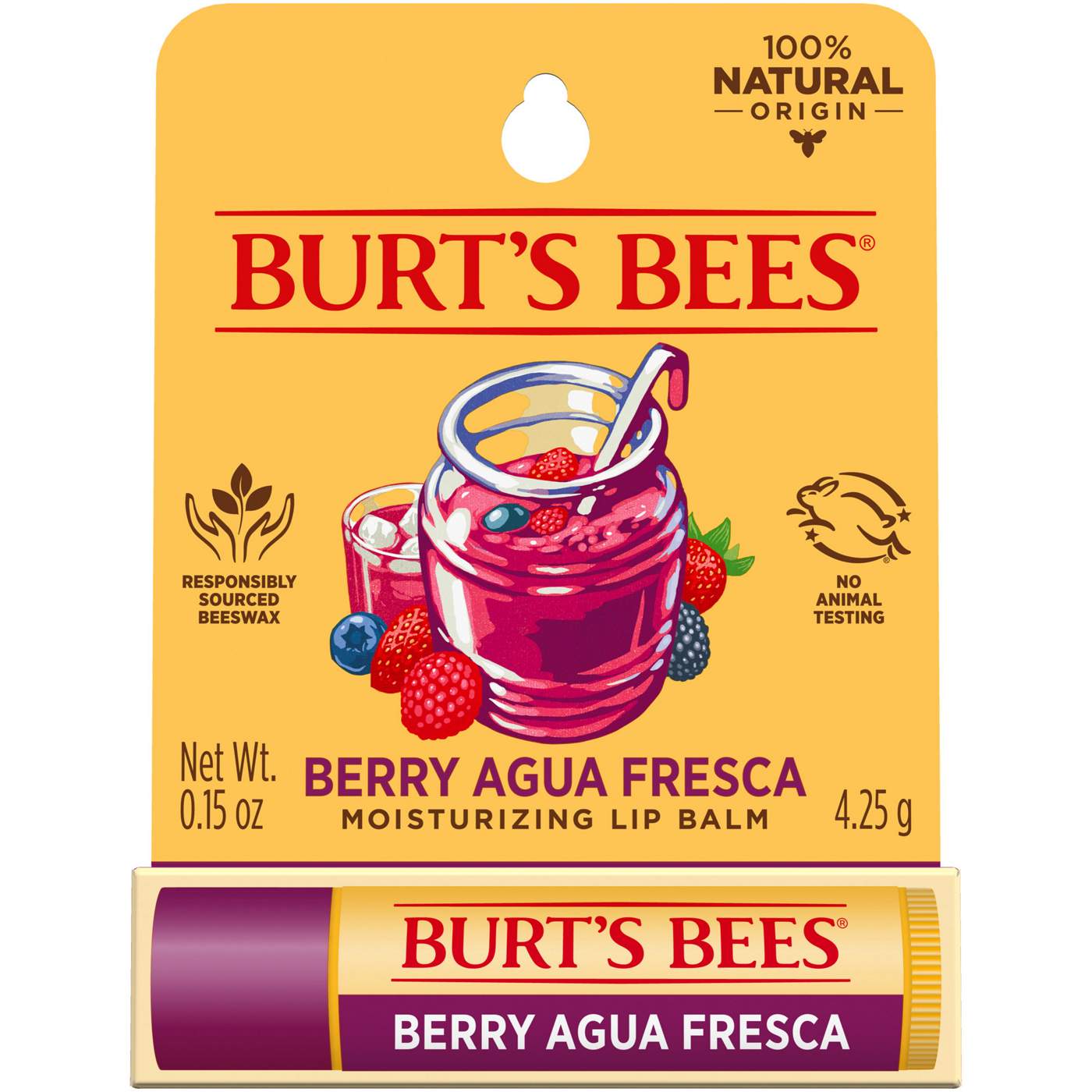 Burt's Bees 100% Natural Origin Moisturizing Lip Balm - Berry Agua Fresca with Beeswax; image 1 of 5