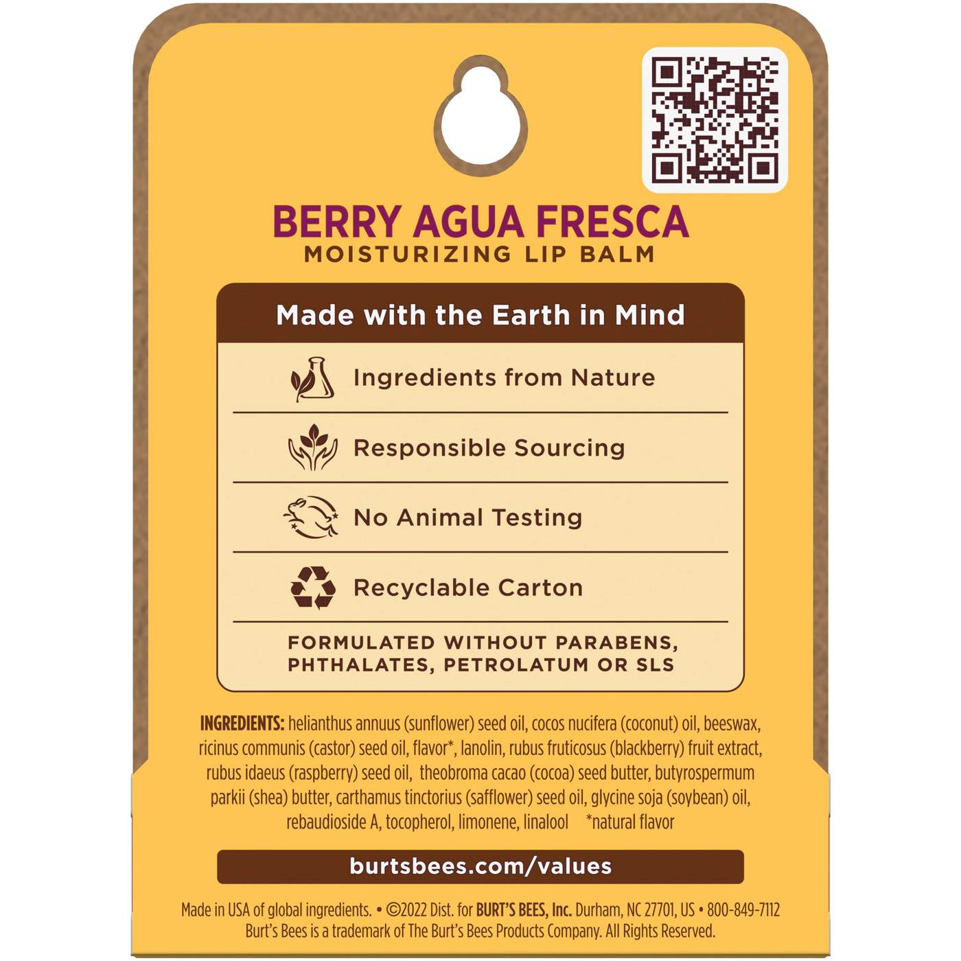 Burt's Bees 100% Natural Origin Moisturizing Lip Balm - Berry Agua Fresca with Beeswax; image 2 of 5