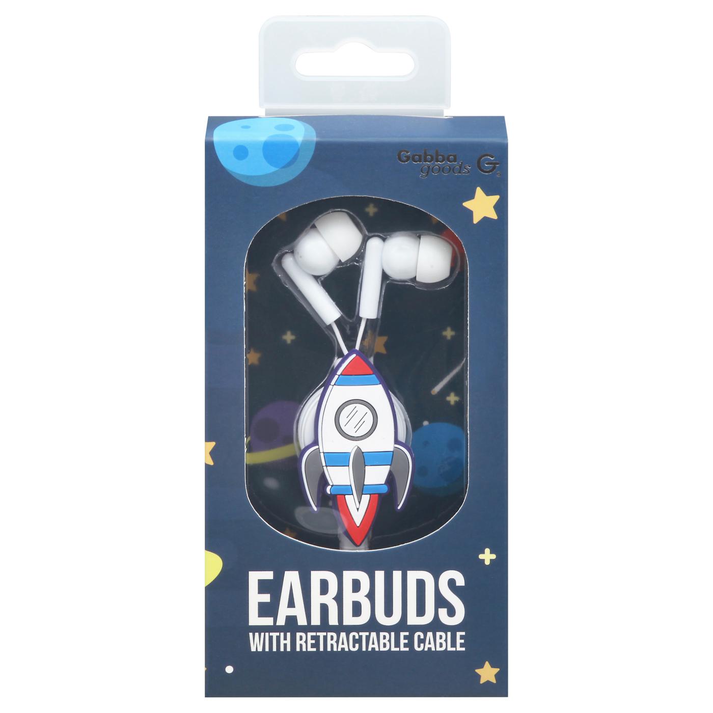 GabbaGoods Earbuds with Retractable Case - Spaceship; image 1 of 3