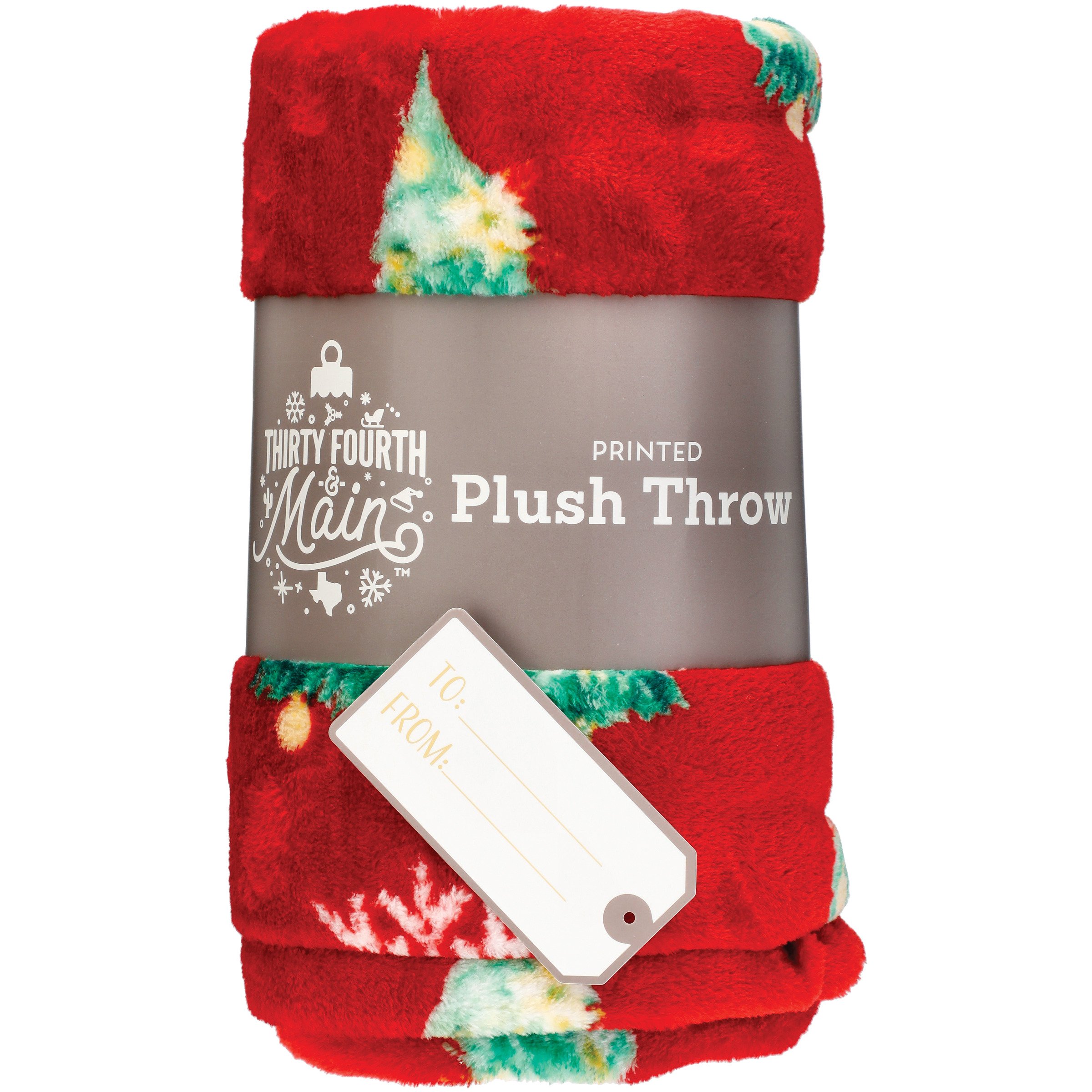 Thirty Fourth & Main Christmas Tree Printed Plush Throw Gift Blanket