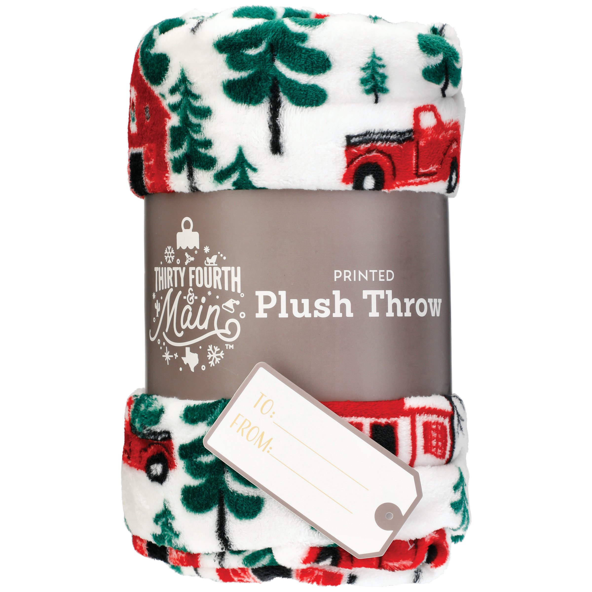 Thirty Fourth & Main Snowy Scene Printed Plush Throw Gift Blanket