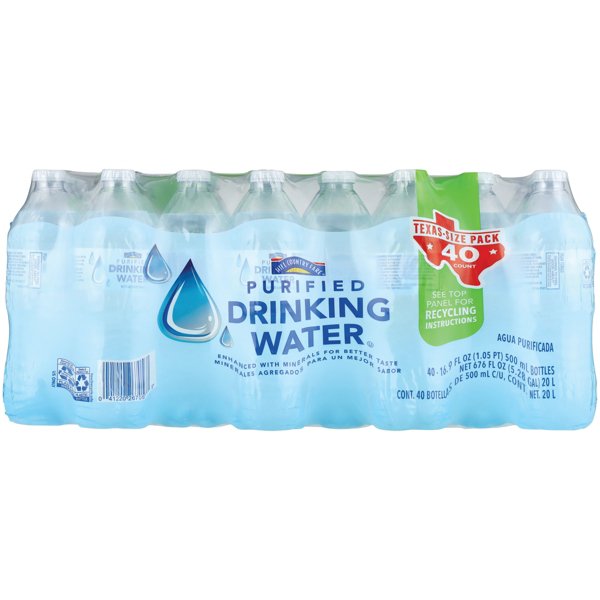 Hill Country Fare Purified Drinking Water 40 pk Bottles - Texas-Size Pack, 16.9 oz