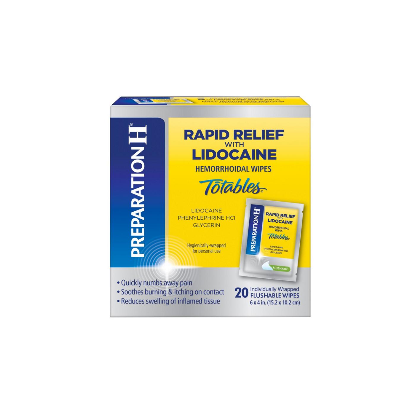 Preparation H Rapid Relief Hemorrhoid Wipes with Lidocaine, Numbing Relief for Swelling, Pain, Burning and Itching; image 1 of 2