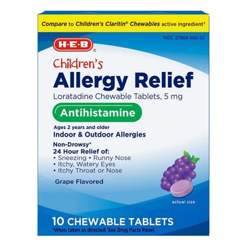 H-E-B Children’s Allergy Relief Loratadine Chewable Tablets – Grape Flavor, 10 ct