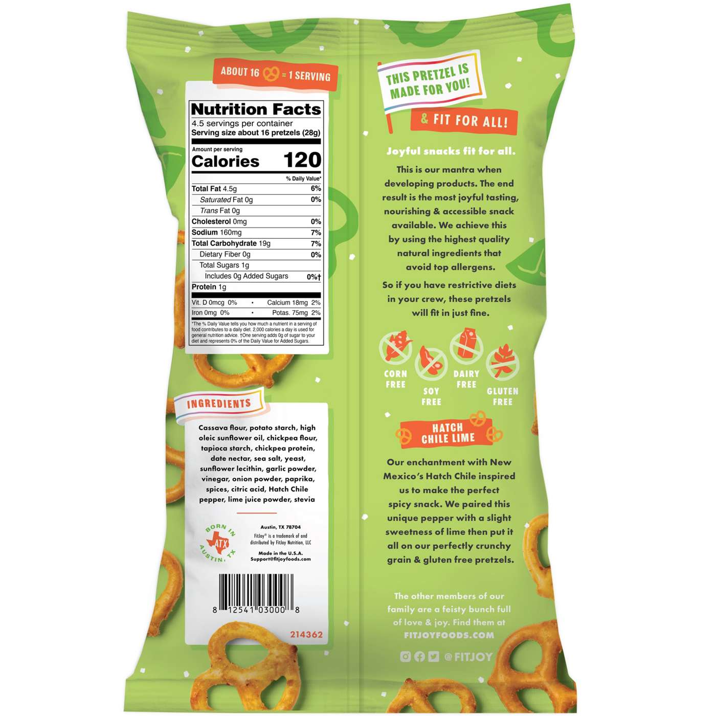 FitJoy Hatch Chile Lime Grain Free Pretzels; image 2 of 2