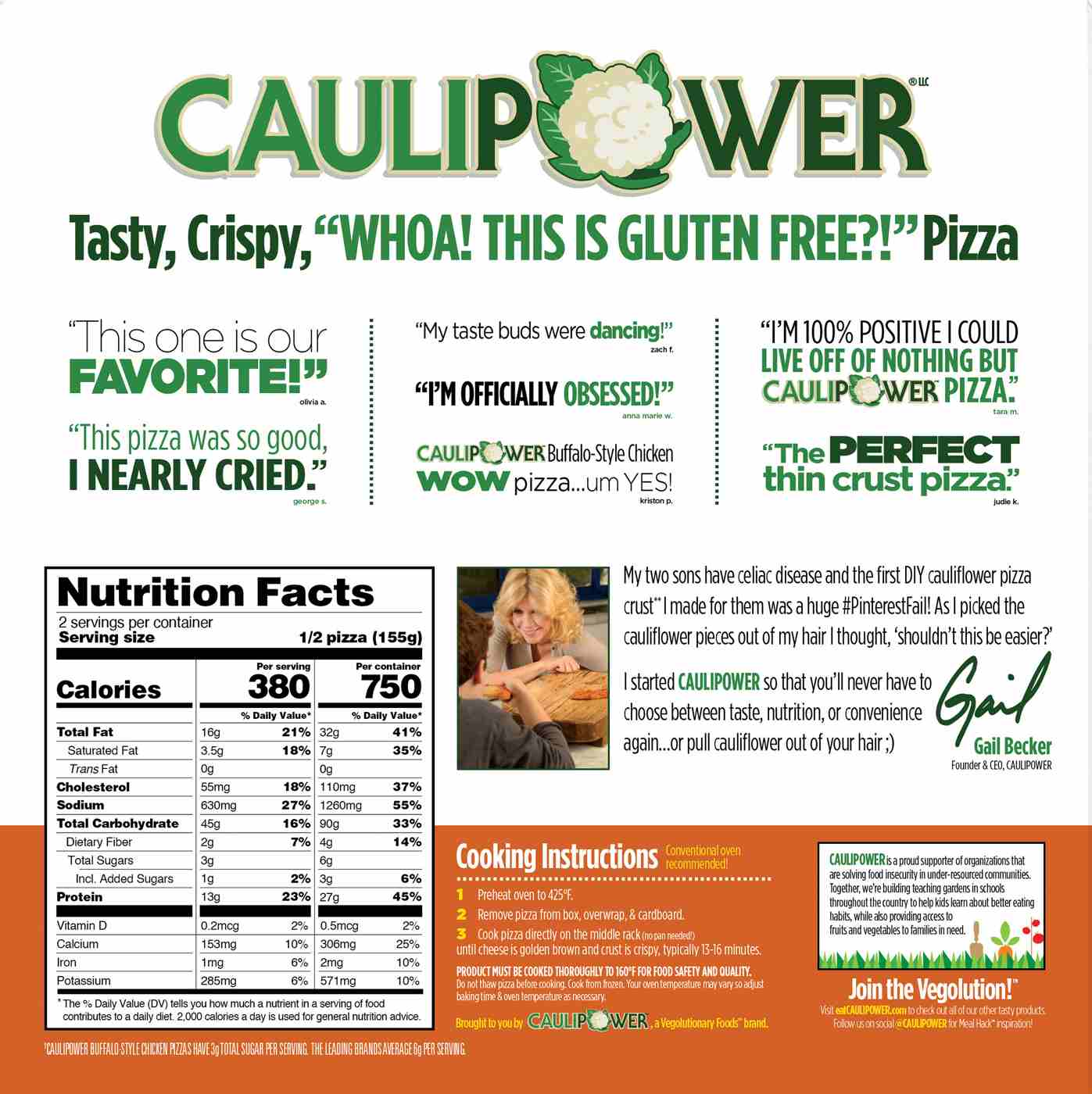 Caulipower Cauliflower Crust Frozen Pizza - Buffalo Style Chicken; image 2 of 2