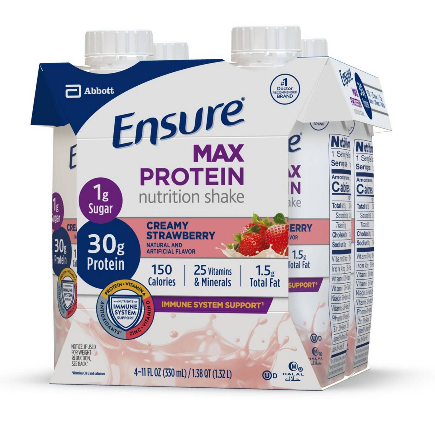 Ensure Max Protein Nutrition Shake - Creamy Strawberry, 4 pk; image 4 of 14