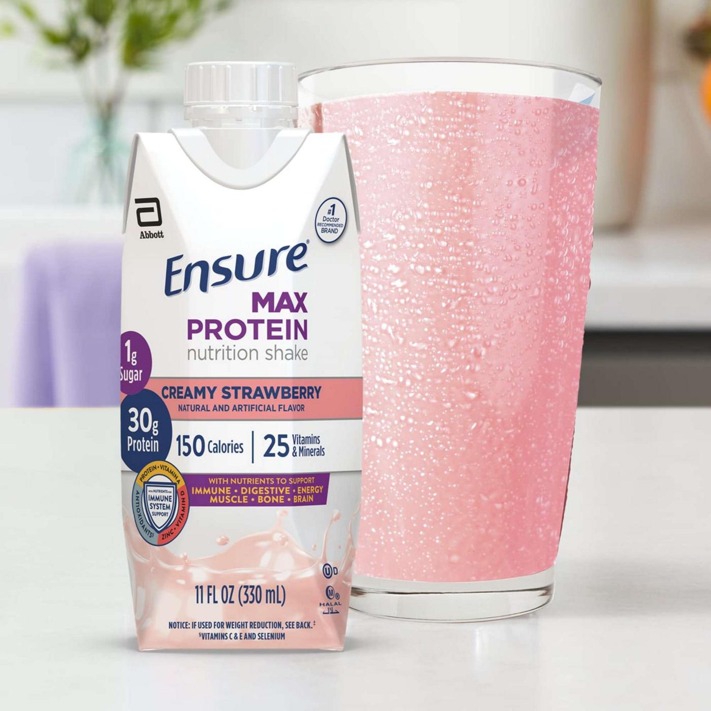 Ensure Max Protein Nutrition Shake - Creamy Strawberry, 4 pk; image 10 of 14