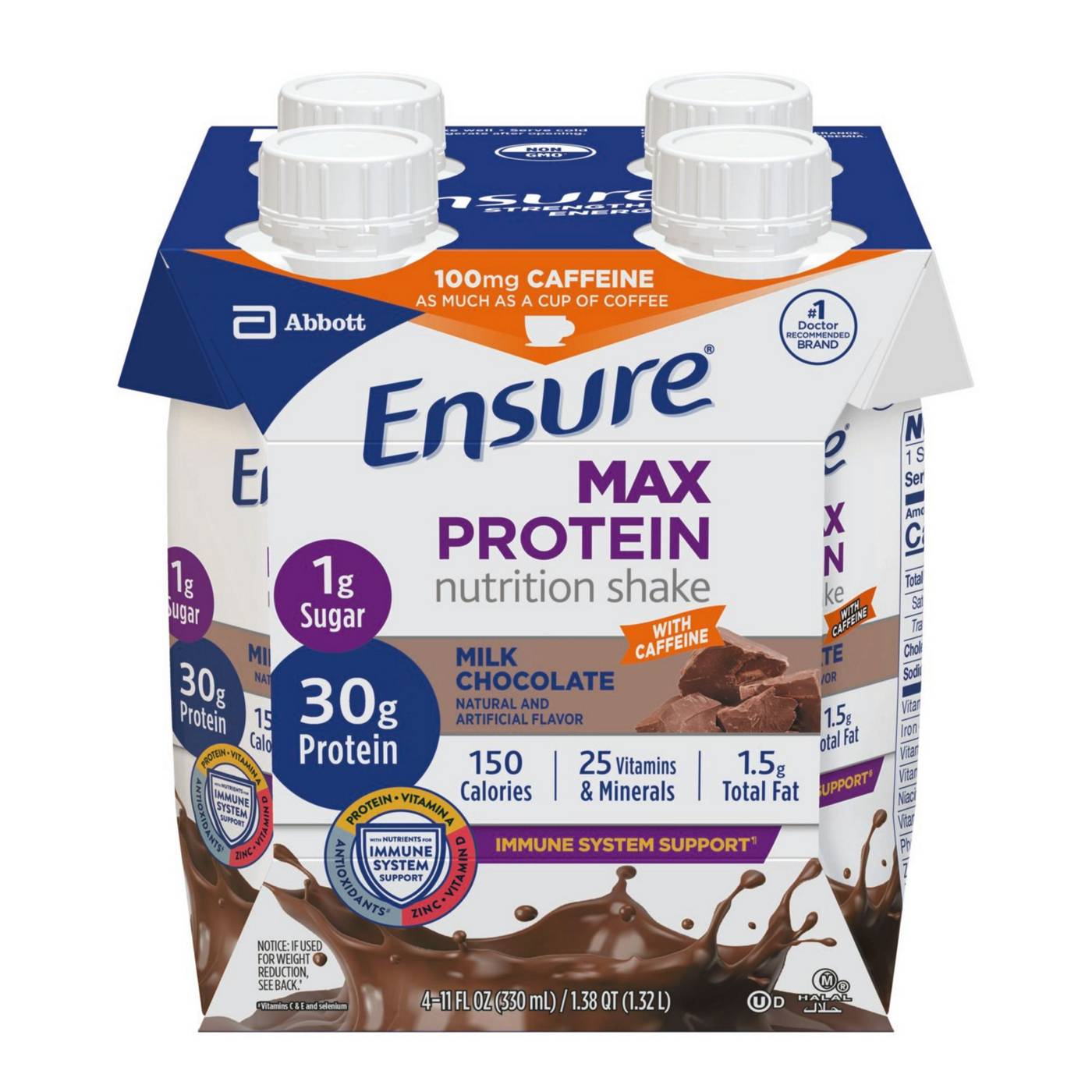 Ensure Max Protein Milk Chocolate with Caffeine Nutrition Shake 4 pk; image 9 of 14