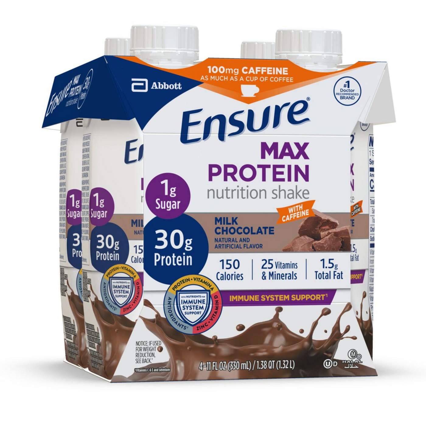 Ensure Max Protein Milk Chocolate with Caffeine Nutrition Shake 4 pk; image 12 of 14