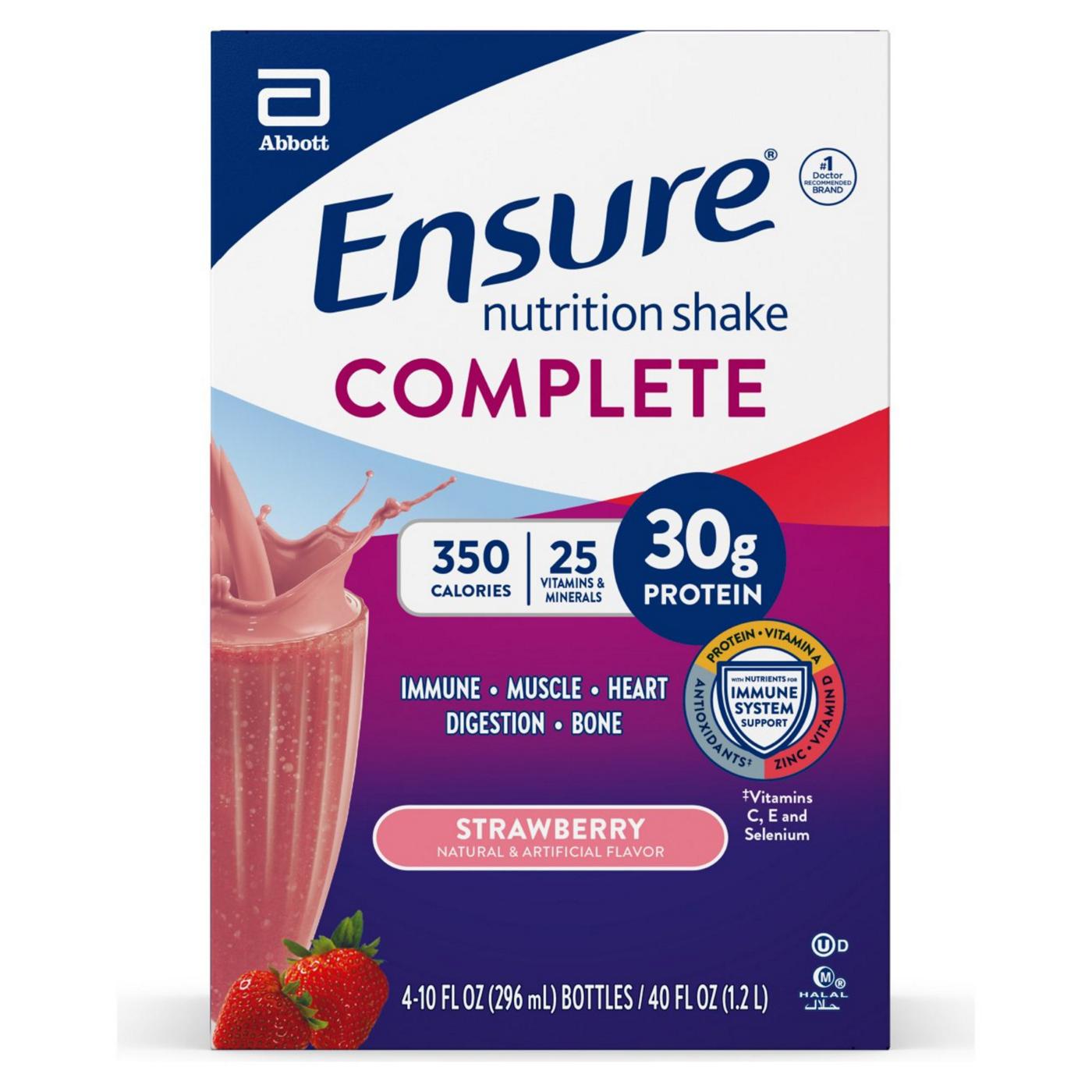 Ensure COMPLETE Nutrition Shake, Strawberry, 10 fl oz; image 1 of 3