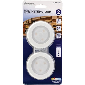 Westek LED Battery Operated Ultra Thin Puck Lights, 2 pk