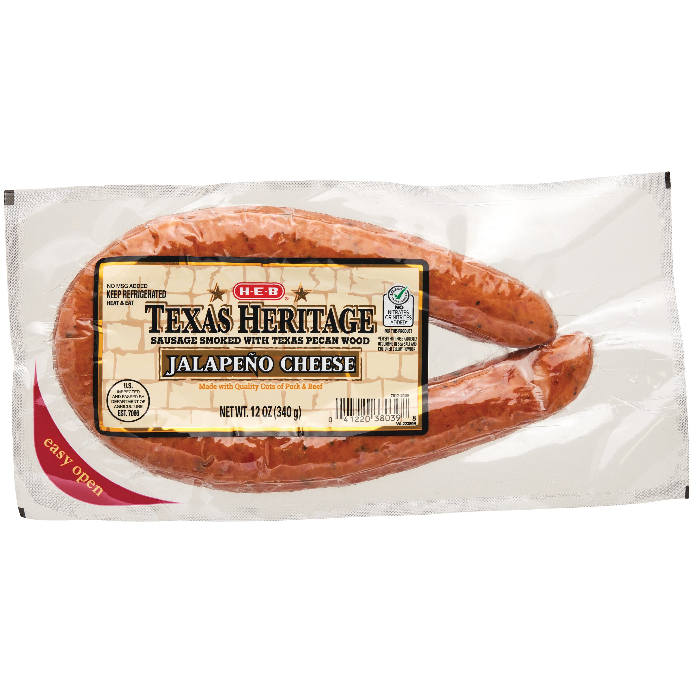 H-E-B Texas Heritage Pork & Beef Smoked Sausage – Jalapeño Cheese ...