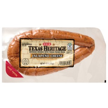H-E-B Texas Heritage Pork & Beef Smoked Sausage – Jalapeño Cheese, 12 oz