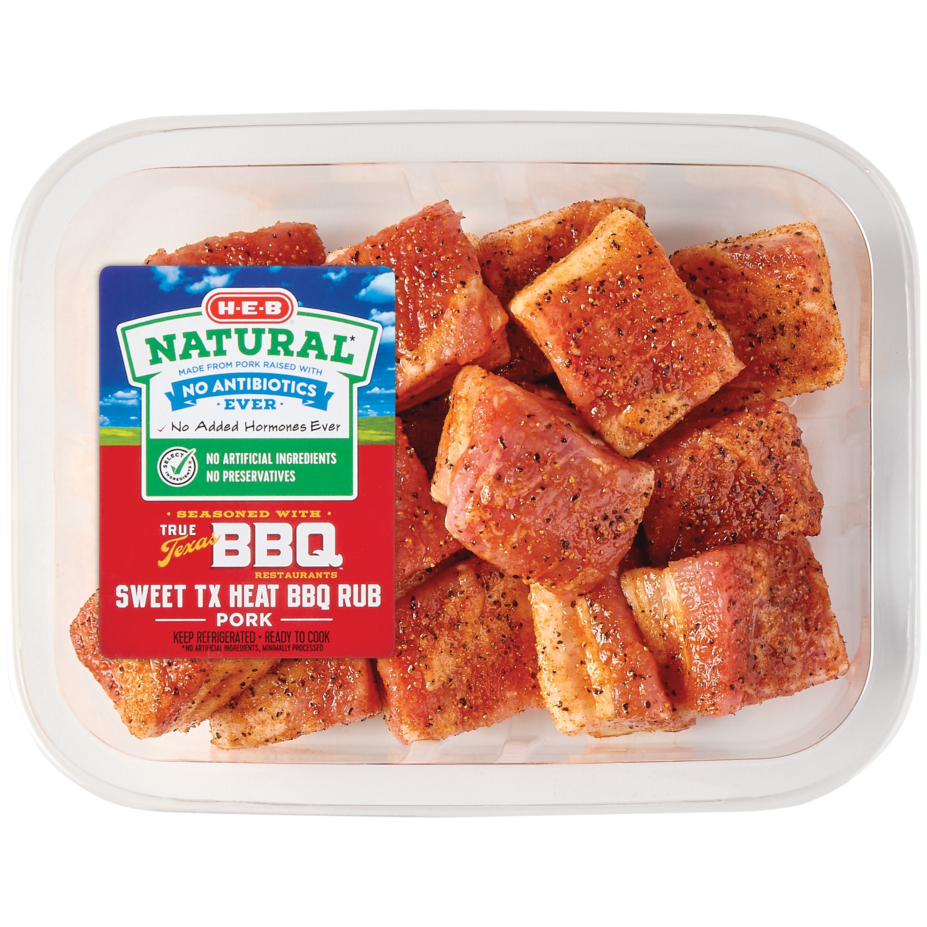 HEB Natural Seasoned Pork Belly Chunks True Texas BBQ Sweet TX Heat