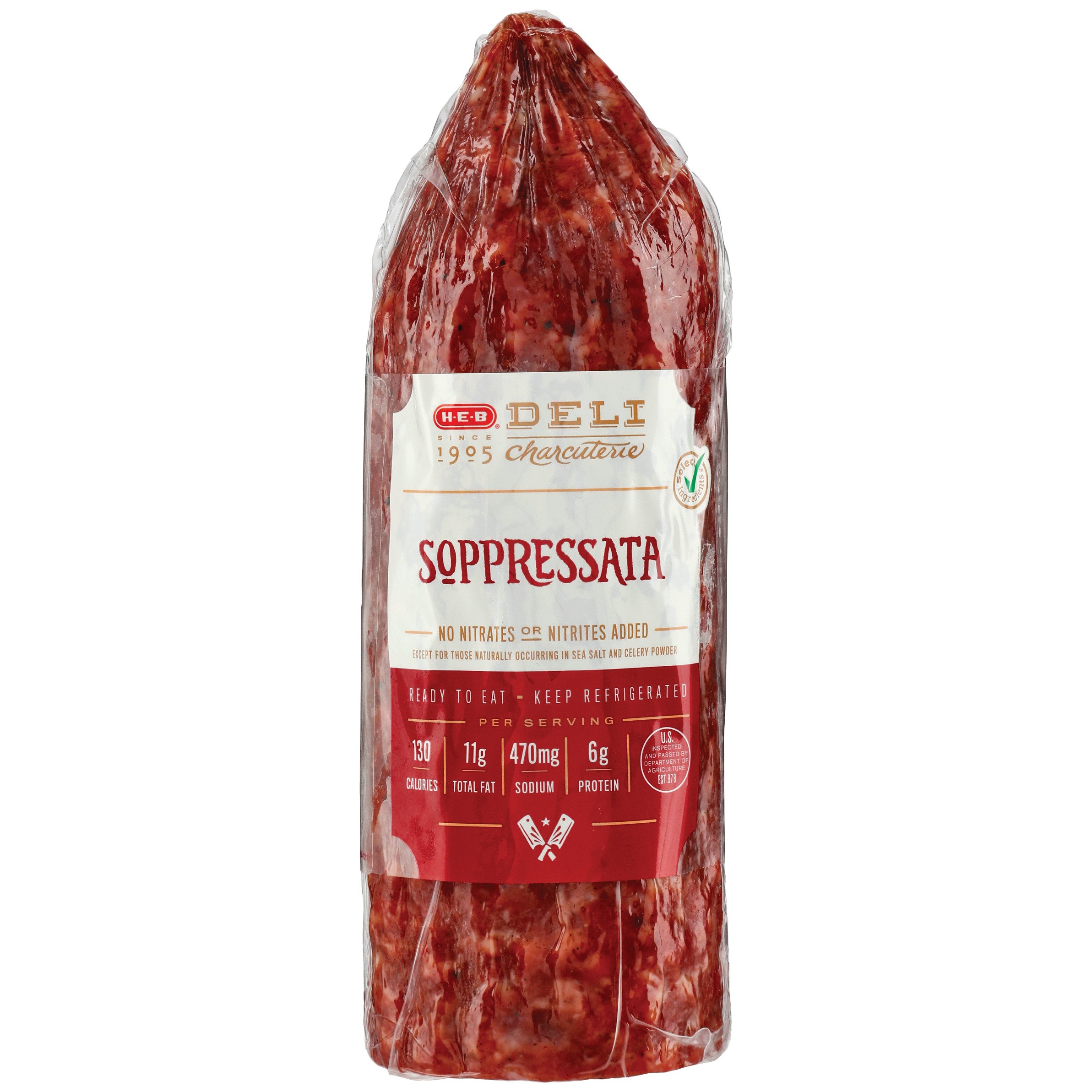 HEB Deli Soppressata Dry Cured Pork Salami, Custom Sliced Shop Meat
