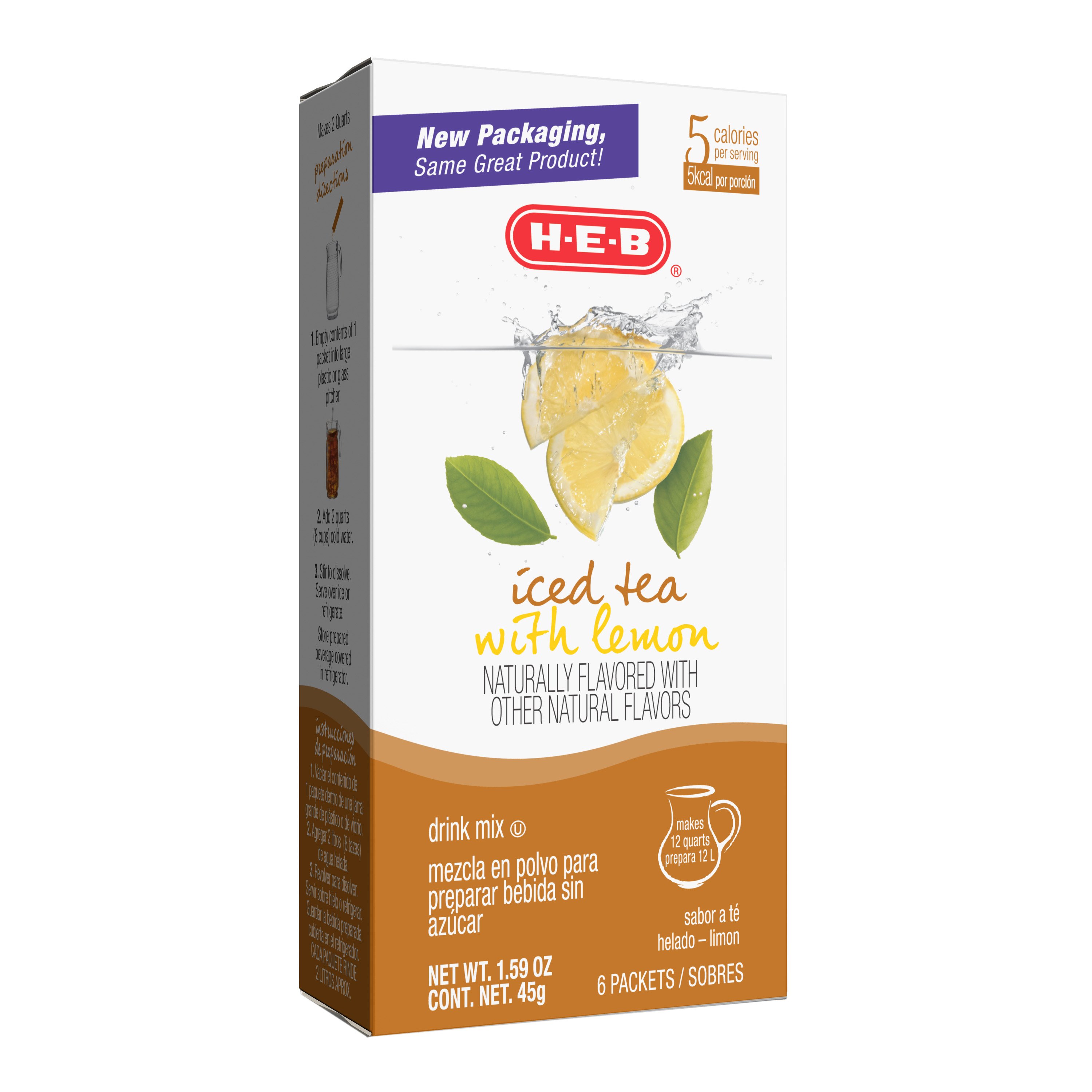 H-E-B Drink Mix Packets - Lemon Iced Tea, 6 ct