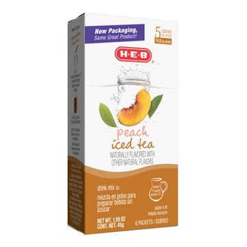 H-E-B Drink Mix Packets - Peach Iced Tea, 6 ct