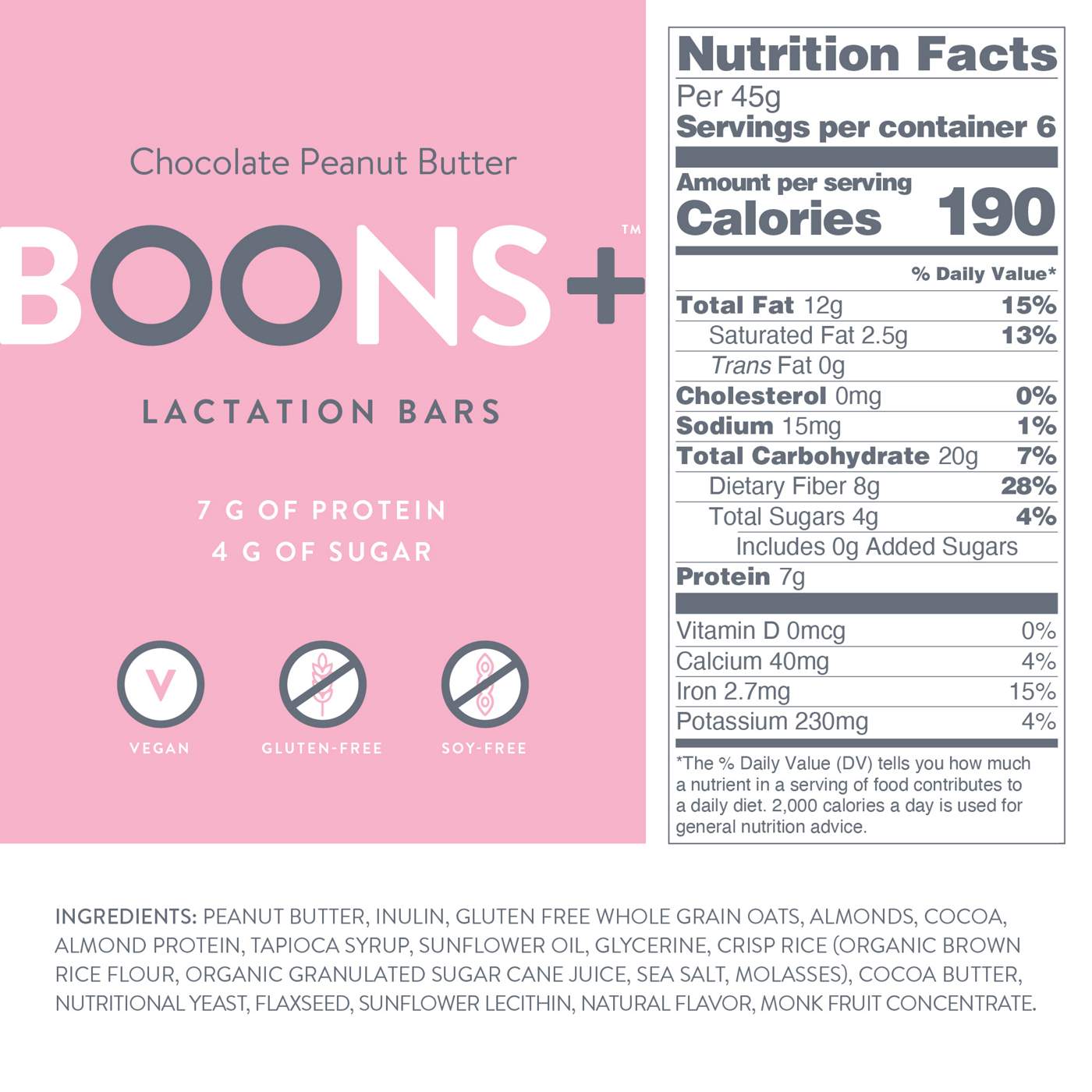 Boons + Lactation Bars Chocolate Peanut Butter Shop Breast feeding