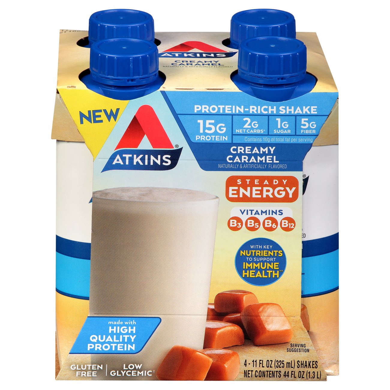 Atkins Protein-Rich Shakes, 15g - Creamy Caramel, 11 oz, 4 pk