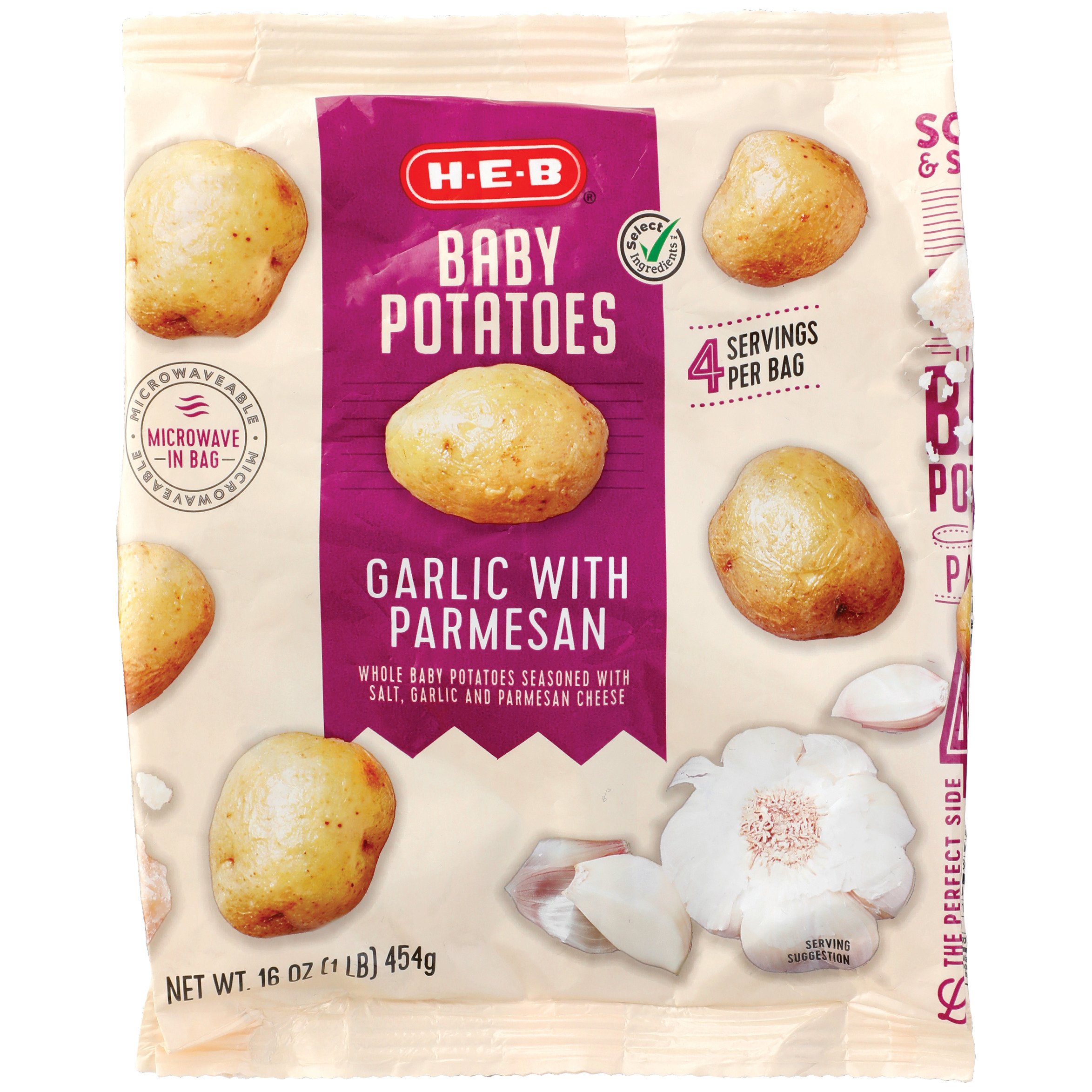 H-E-B Frozen Baby Potatoes - Garlic Parmesan, 16 oz