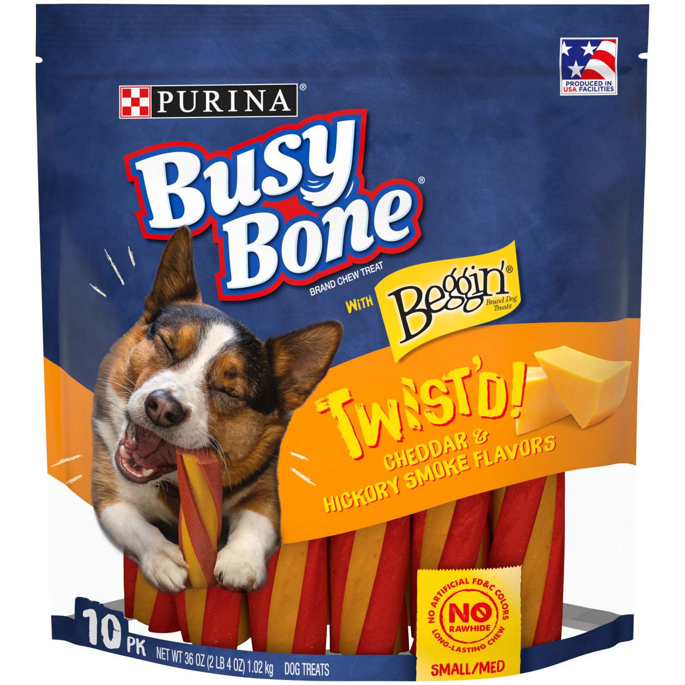 Busy Bone Beggin' Twist'd Cheddar & Hickory Smoke Flavor Small & Medium Dog Treats; image 1 of 6