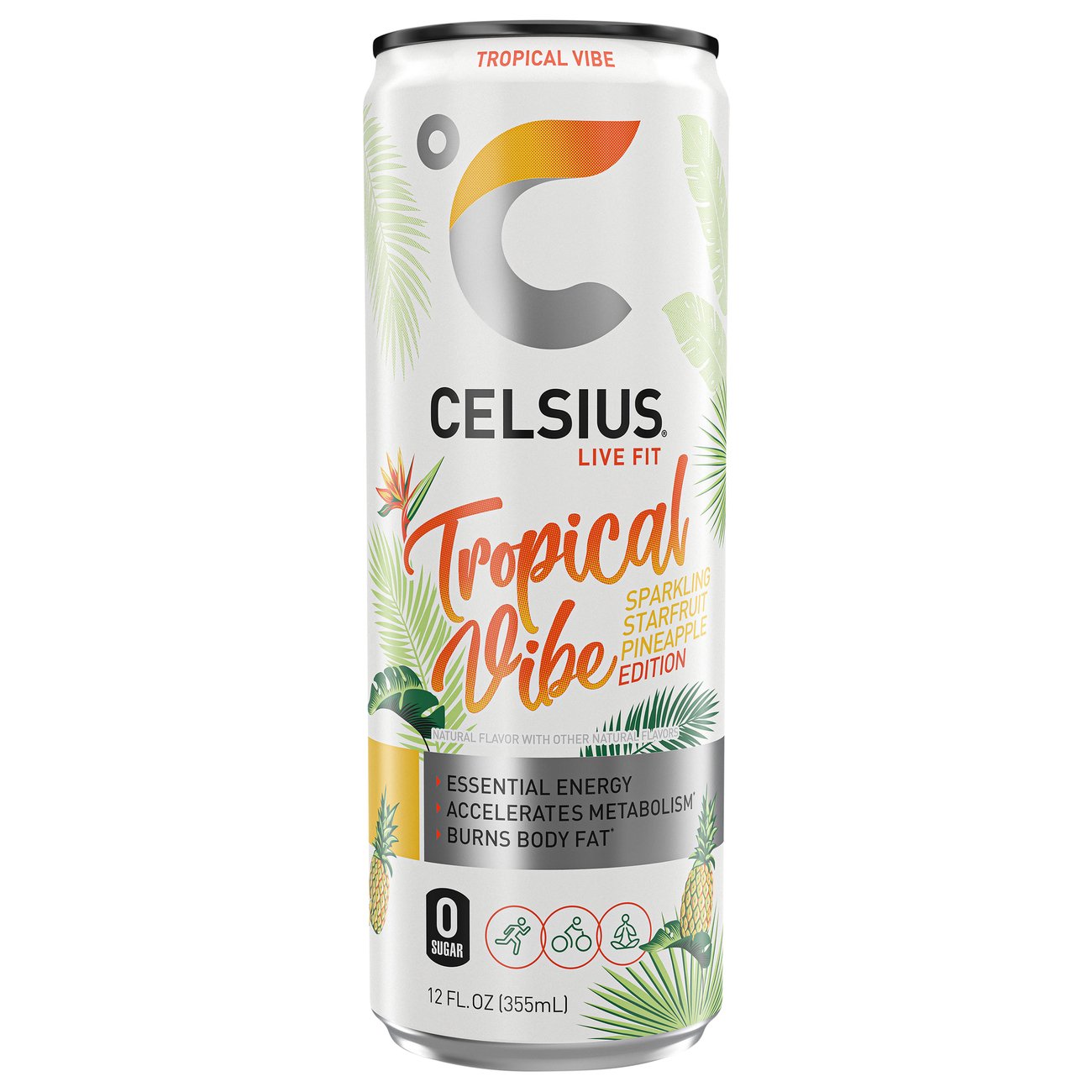 Celsius Sparkling Zero Sugar Energy Drink - Tropical Vibe, 12 oz
