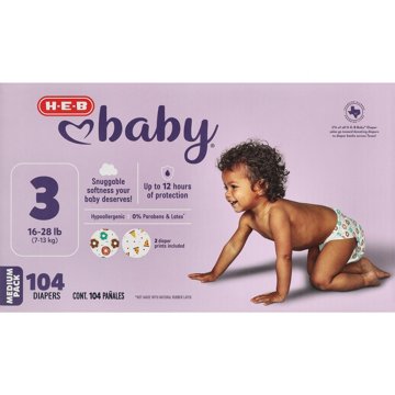 H-E-B Baby Medium Pack Diapers - Size 3, 104 ct