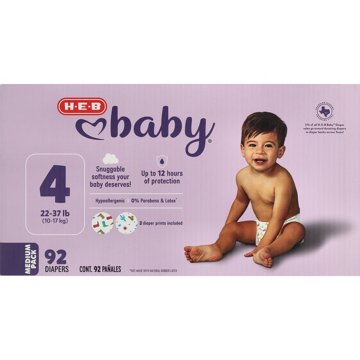 H-E-B Baby Medium Pack Diapers - Size 4, 92 ct