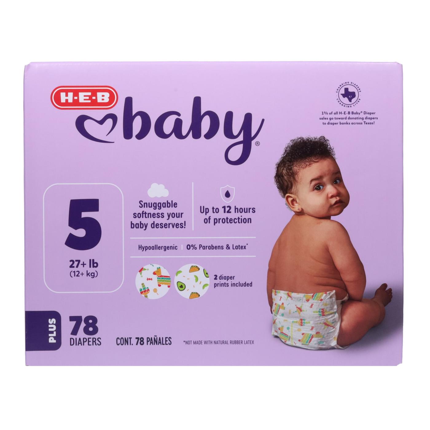 H-E-B Baby Plus Pack Diapers - Size 5; image 1 of 6