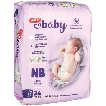H-E-B Baby Small Pack Diapers - Newborn, 36 ct