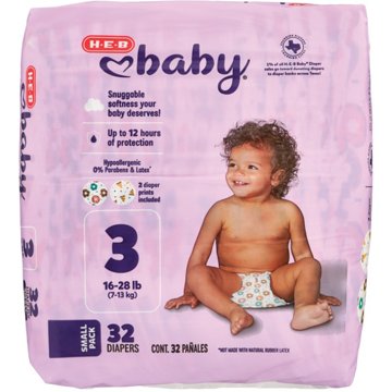 H-E-B Baby Small Pack Diapers - Size 3, 32 ct