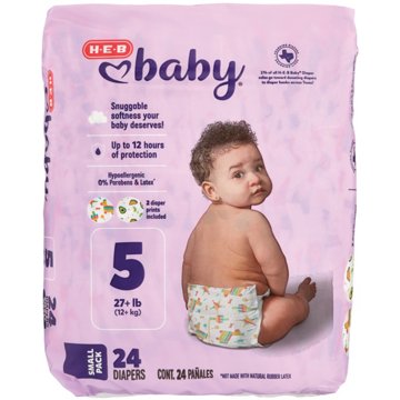 H-E-B Baby Small Pack Diapers - Size 5, 24 ct