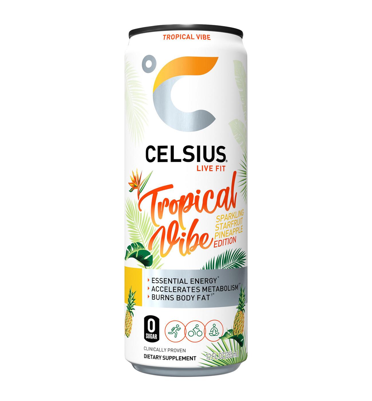 Celsius Zero Sugar Sparkling Energy Drinks 4 pk Cans - Starfruit Pineapple; image 2 of 2