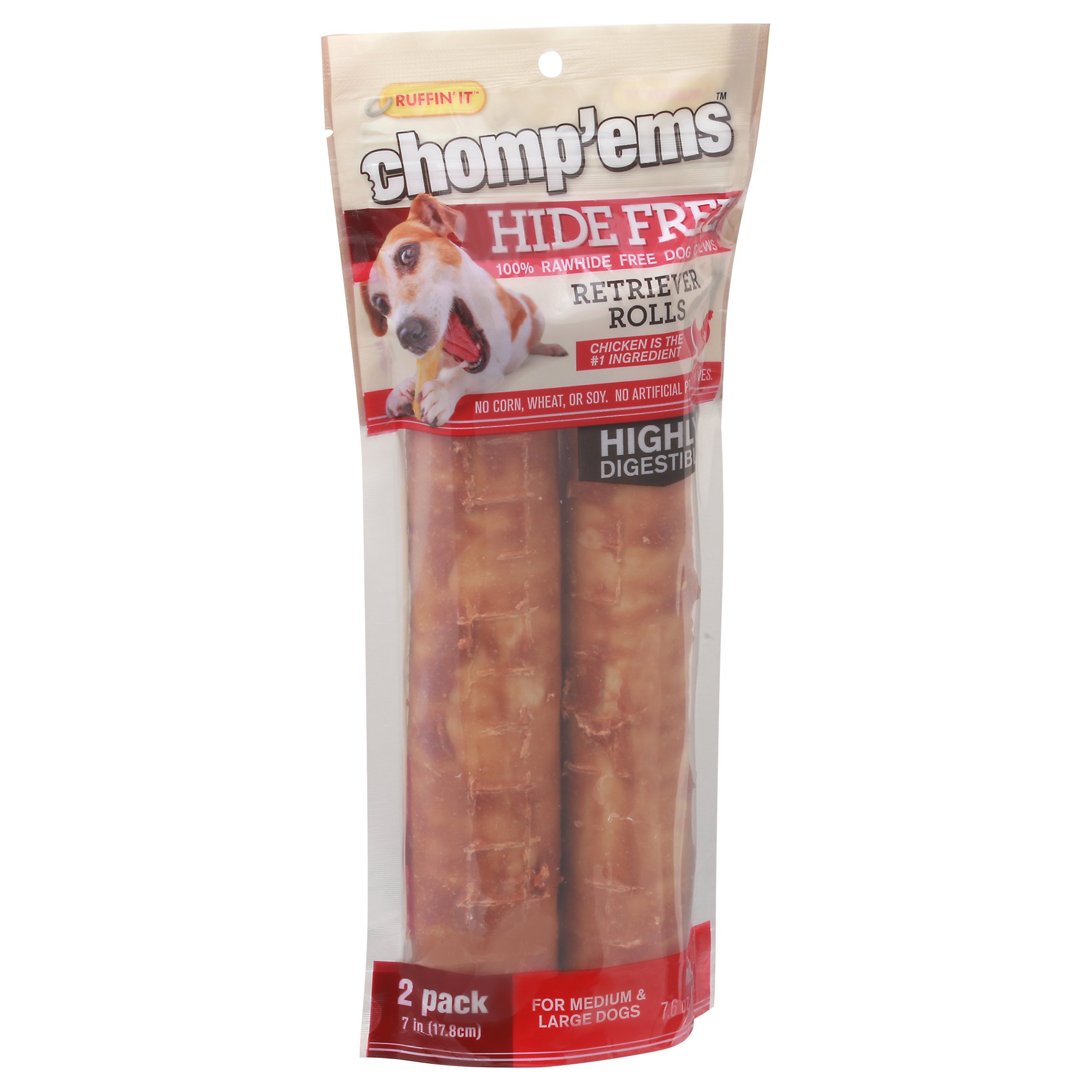 Ruffin' It Chomp' Ems Hide Free Chicken Retriever Rolls for Medium