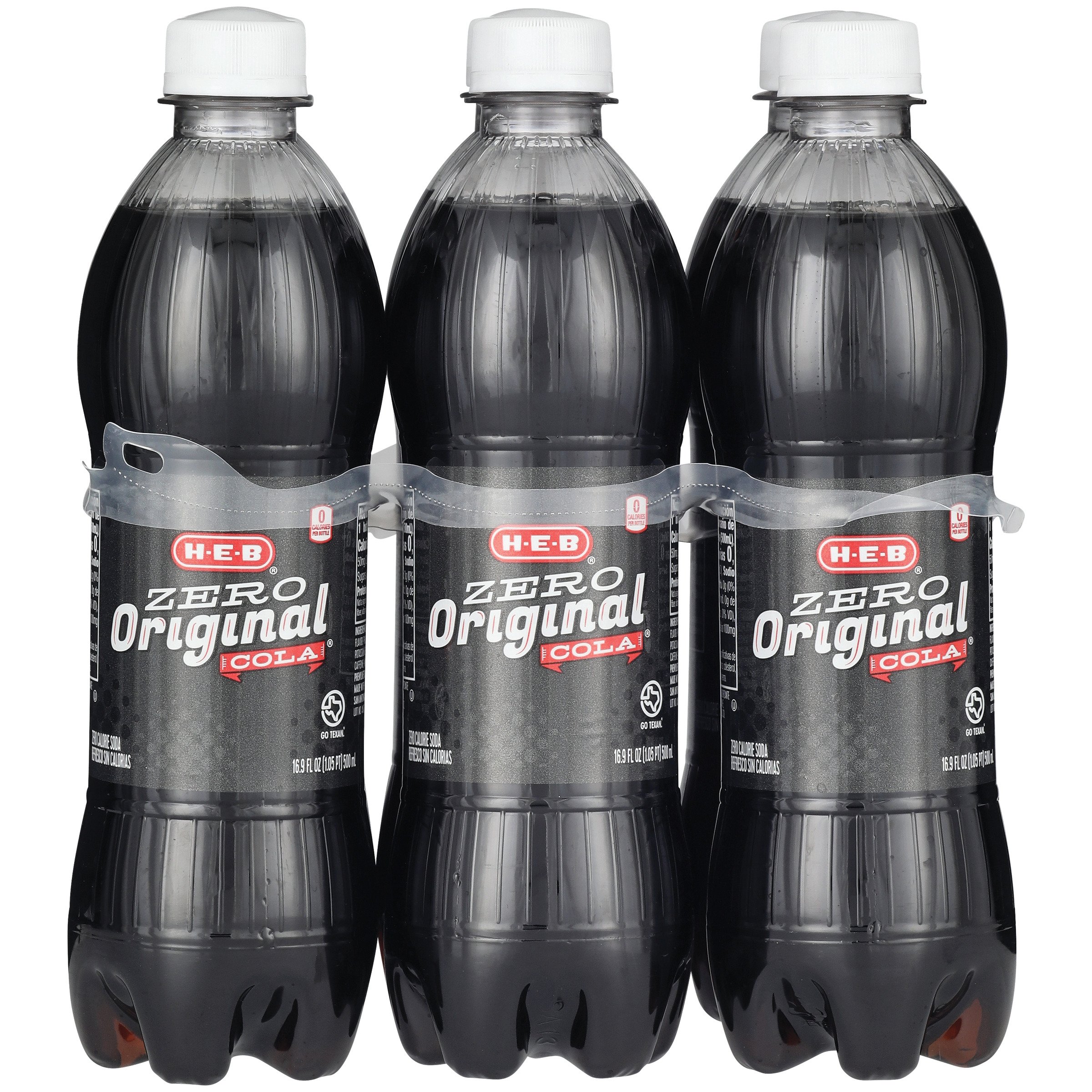 H-E-B Zero Sugar Original Cola 6 pk Bottles, 16.9 oz