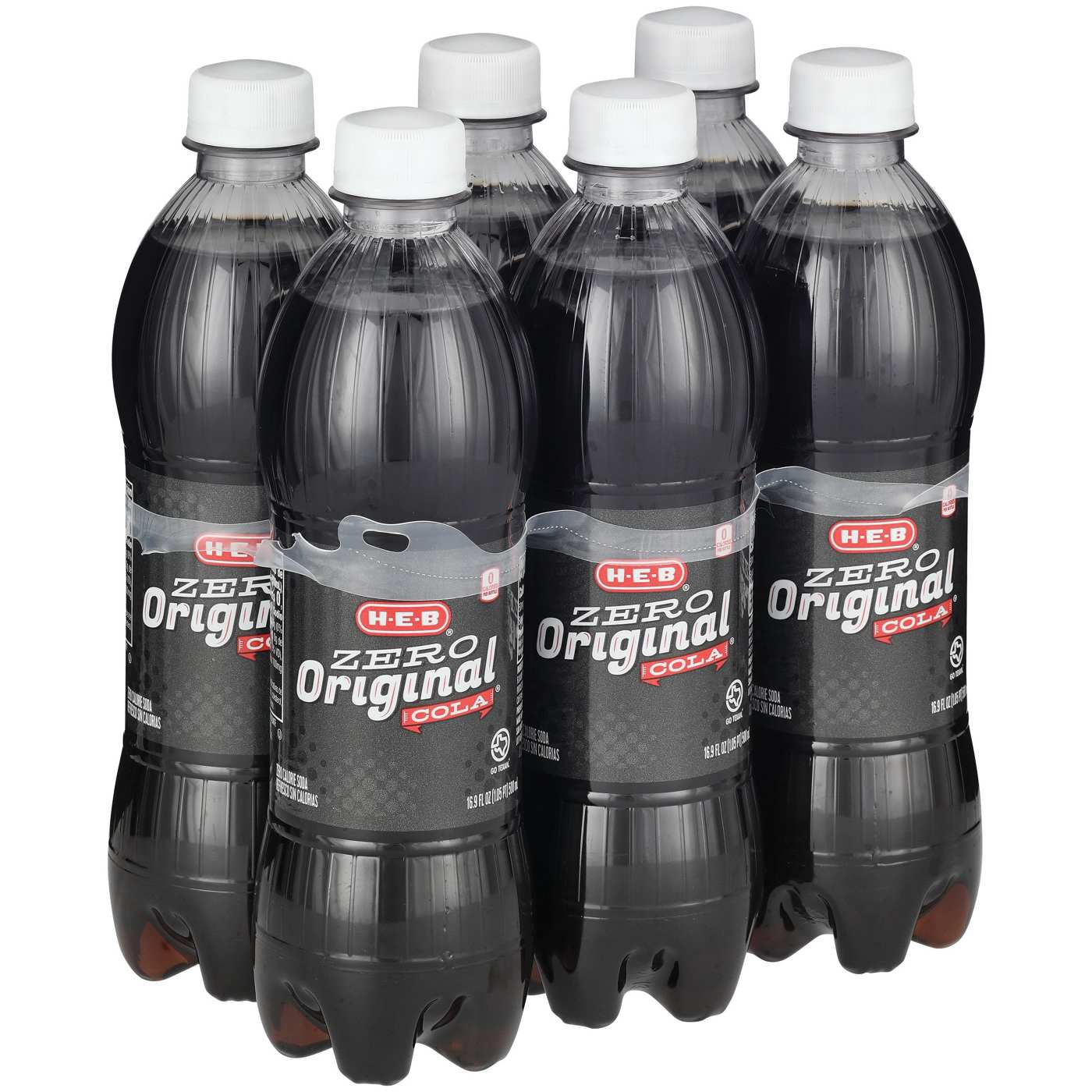 H-E-B Zero Calorie Original Cola Soda 6 pk Bottles; image 2 of 2