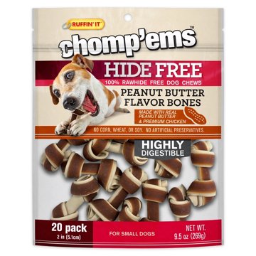 Ruffin' It Chomp'ems Hide-Free Peanut Butter Bones Dog Treats