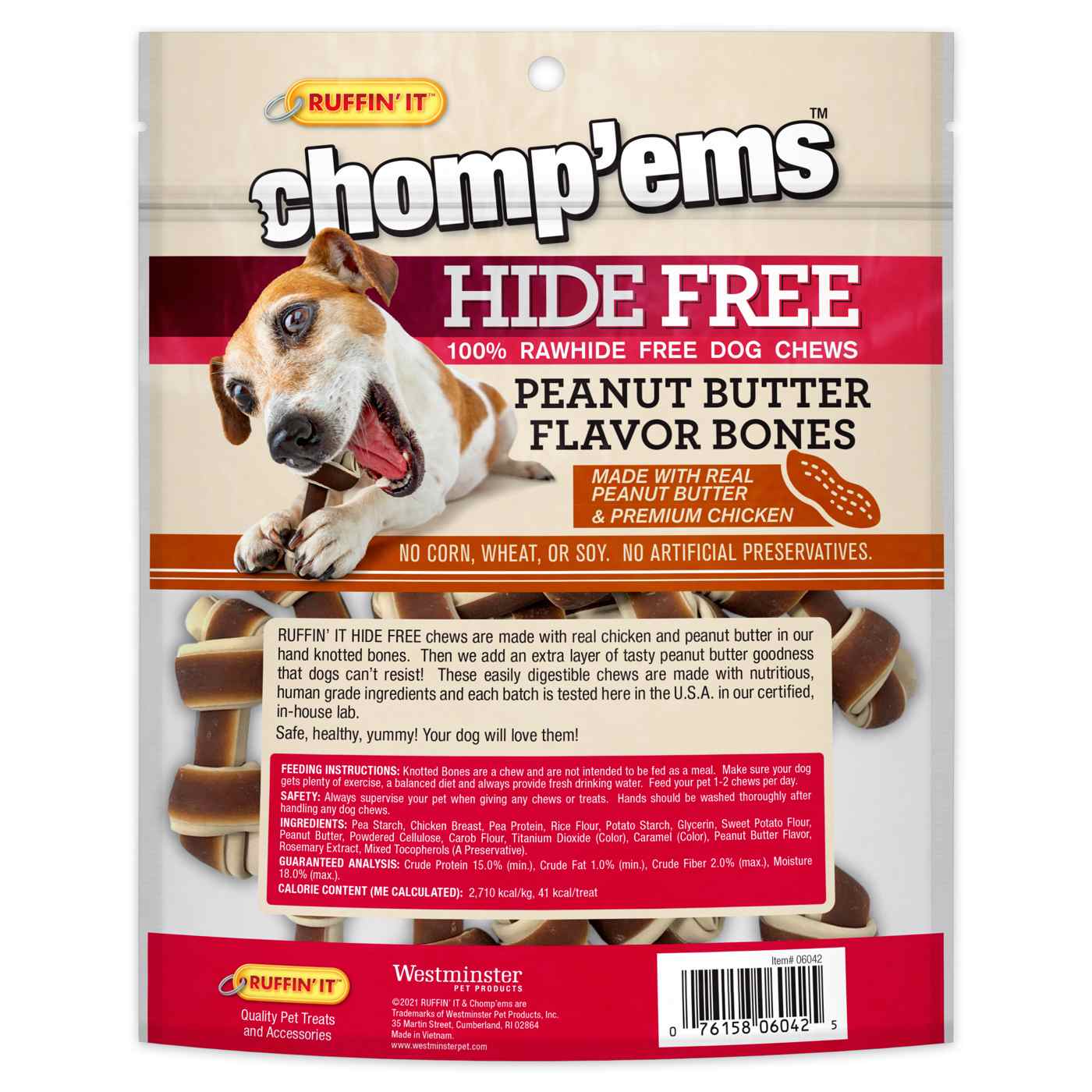 Ruffin' It Chomp 'ems Peanut Butter Knotted Bones Small Dog Chews; image 2 of 2