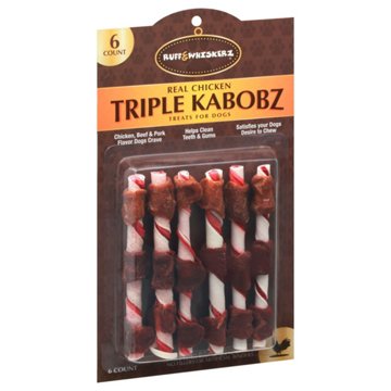 Ruff & Whiskerz Triple Flavored Kabobz Dog Treats, 6 ct
