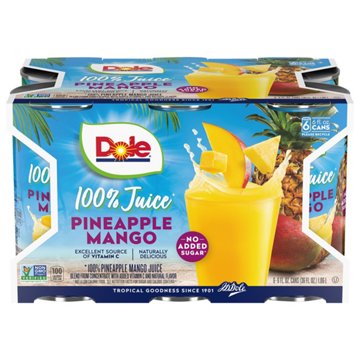 Dole 100% Pineapple Mango Juice 6 pk Cans