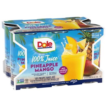 Dole 100% Pineapple Mango Juice 6 pk Cans