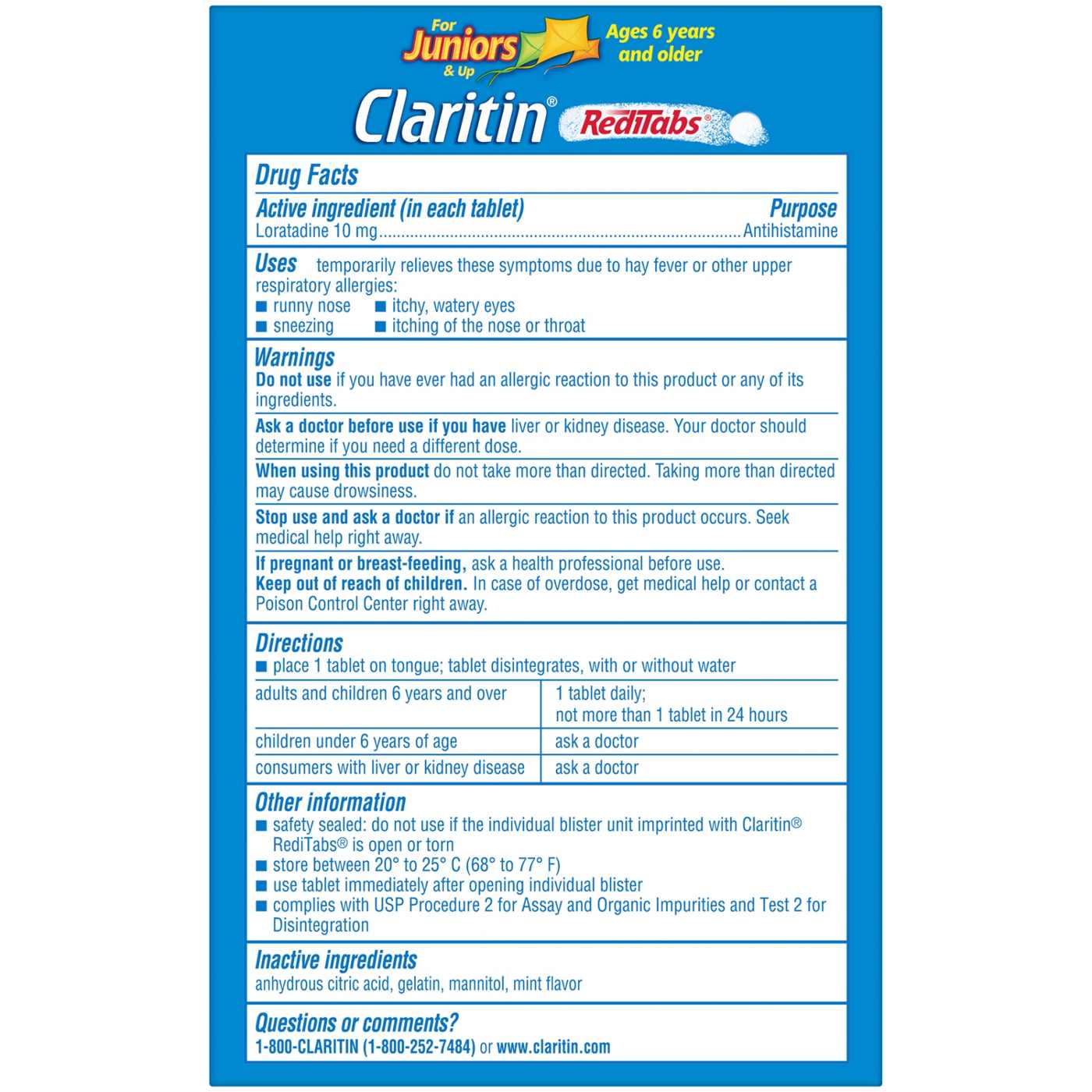 Claritin Juniors RediTabs Allergy 24 Hour Relief Tablets; image 3 of 5