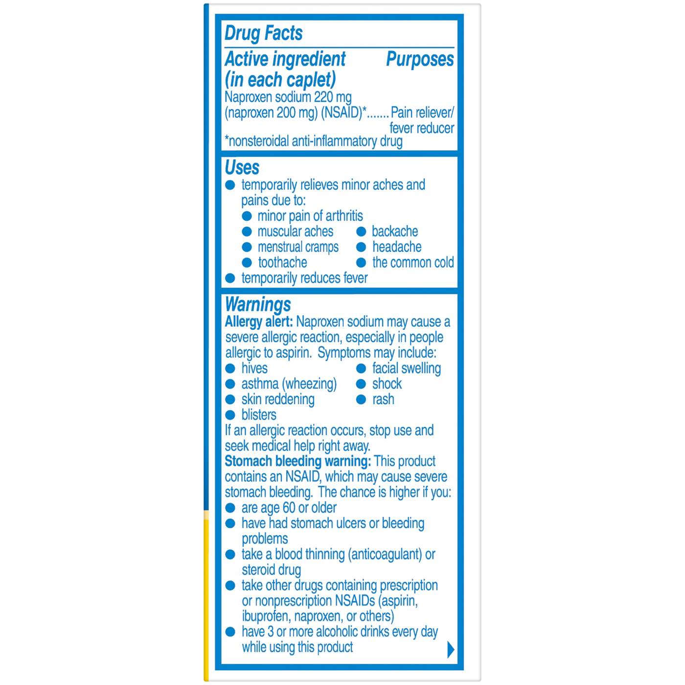 Aleve Pain & Fever Relief Naproxen 220 mg Tablets; image 3 of 5