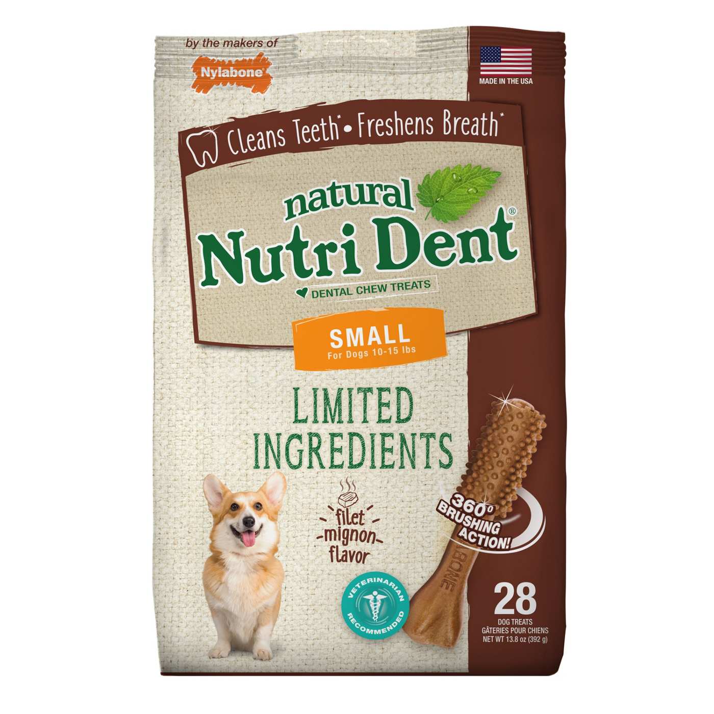 Nylabone Nutri-Dent Filet Mignon Flavor Small Dental Dog Treats; image 1 of 2