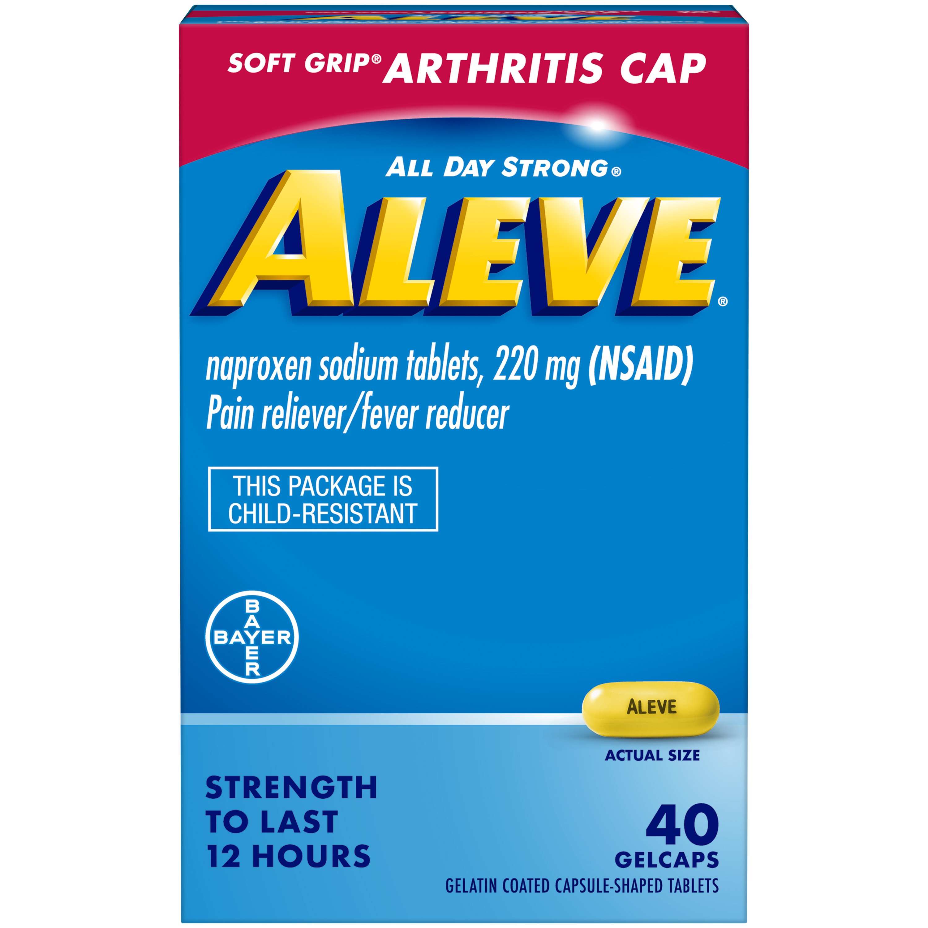 Aleve Soft Grip Arthritis Cap Pain Reliever/Fever Reducer Naprozen 220mg Gelcaps Shop Pain