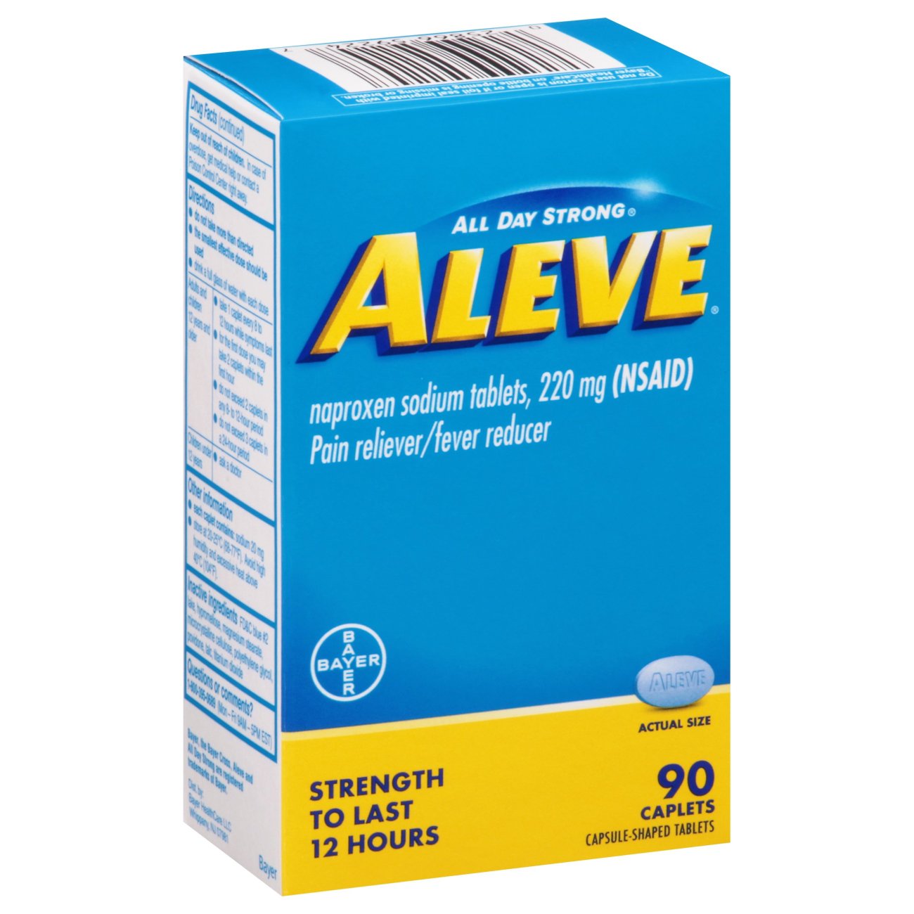 Aleve Pain Reliever/Fever Reducer Naproxen 220mg Caplets, 90 ct