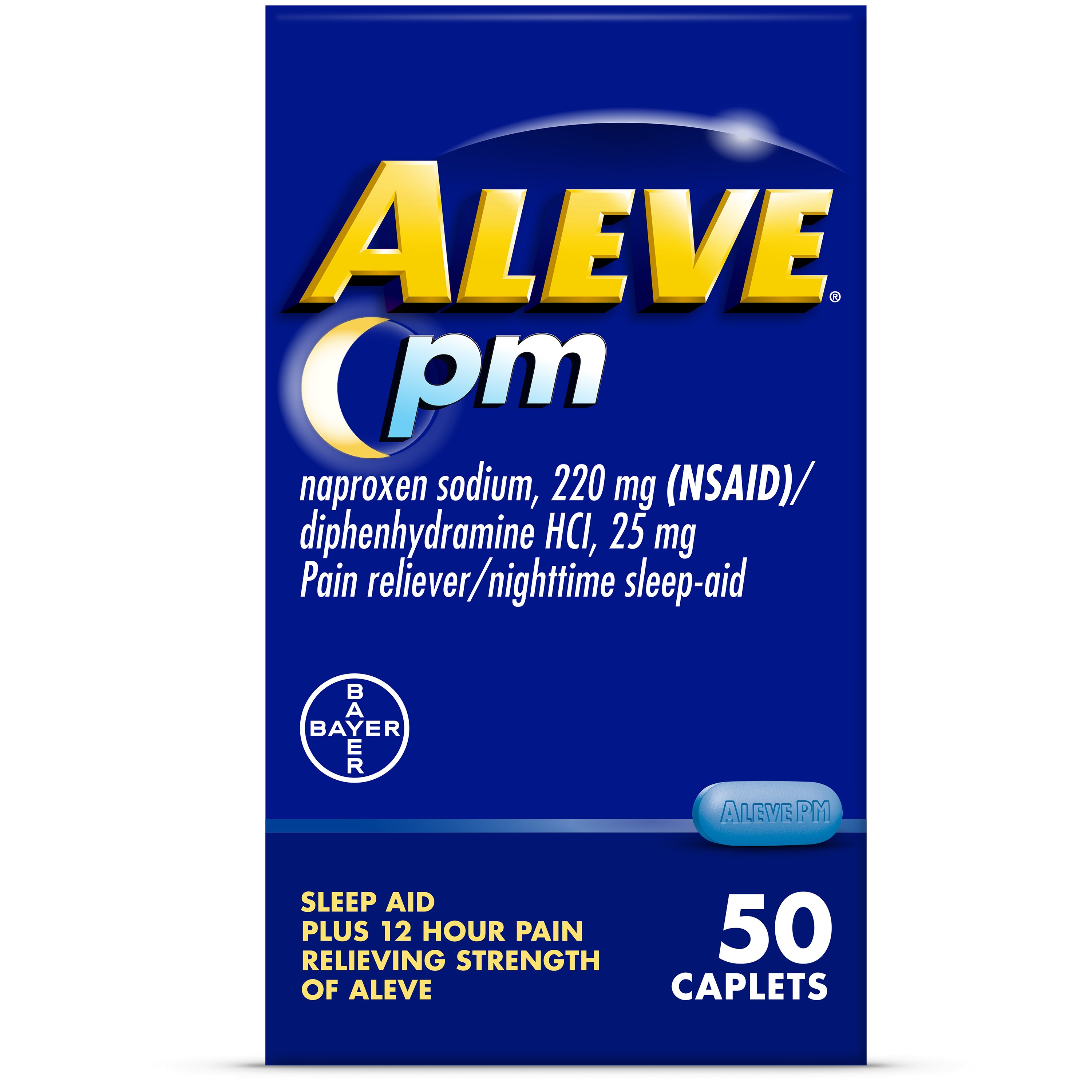 Aleve PM Pain Reliever Nighttime Sleep-Aid 220mg Caplets, 50 ct