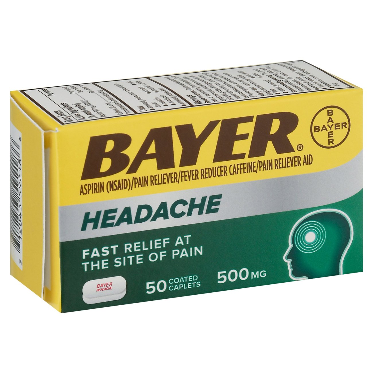 Bayer Headache Asprin Pain Reliever with Caffeine 500mg Caplets Shop